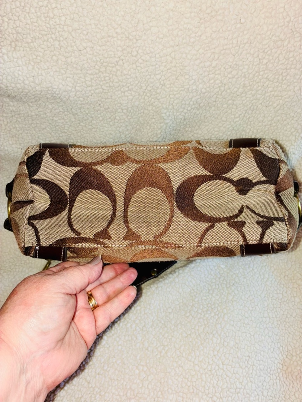 Vintage Coach Y2K Jacquard Signature Monogram Canvas & Leather Hobo Bag #1202 - Picture 9 of 16